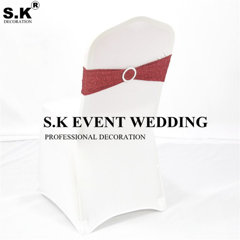 Karštas išpardavimas 25 vnt. Blizganti blizgučiai kėdžių juosta, blizganti lankas, tinkantis ant kėdės užvalkalo vestuvių banketo renginio dekoravimui