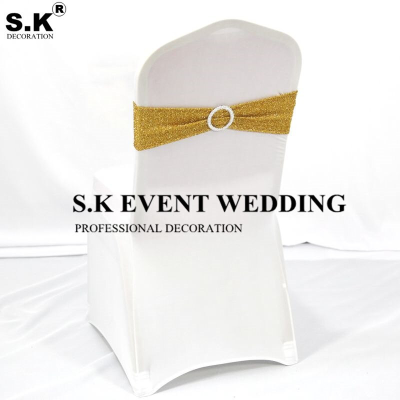 Karštas išpardavimas 25 vnt. Blizganti blizgučiai kėdžių juosta, blizganti lankas, tinkantis ant kėdės užvalkalo vestuvių banketo renginio dekoravimui