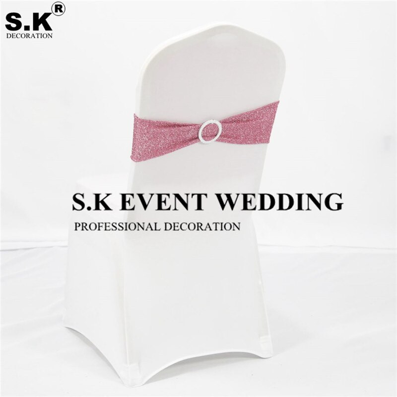 Karštas išpardavimas 25 vnt. Blizganti blizgučiai kėdžių juosta, blizganti lankas, tinkantis ant kėdės užvalkalo vestuvių banketo renginio dekoravimui