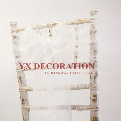 Puikiai atrodantis 50 vnt. permatomos organzos kėdės juostos lankelis, skirtas padengti banketui, vestuvių vakarėliui, Kalėdų dekoravimui