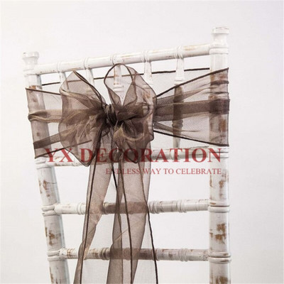 Puikiai atrodantis 50 vnt. permatomos organzos kėdės juostos lankelis, skirtas padengti banketui, vestuvių vakarėliui, Kalėdų dekoravimui