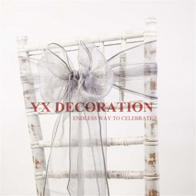 Puikiai atrodantis 50 vnt. permatomos organzos kėdės juostos lankelis, skirtas padengti banketui, vestuvių vakarėliui, Kalėdų dekoravimui