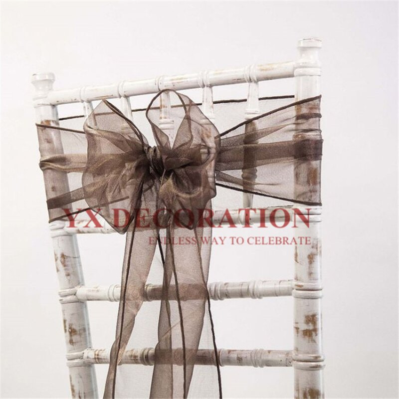 Puikiai atrodantis 50 vnt. permatomos organzos kėdės juostos lankelis, skirtas padengti banketui, vestuvių vakarėliui, Kalėdų dekoravimui