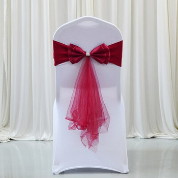 Κάλυμμα καρέκλας με κουρτίνα από τούλι για διακόσμηση σε πάρτι γάμου