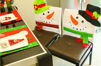 Χαριτωμένα καλύμματα πλάτης καρέκλας χιονάνθρωπος Χριστουγεννιάτικη διακόσμηση Χριστουγεννιάτικη καρέκλα Καλύμματα πάρτι Τραπέζι χριστουγεννιάτικο δώρο χιονάνθρωπος Διακόσμηση δείπνου