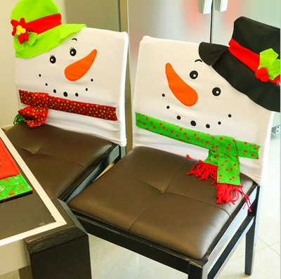 Aranyos hóember szék háttámlák karácsonyi dekoráció karácsonyi szék huzatok partiasztal karácsonyi hóember ajándék vacsora dekoráció