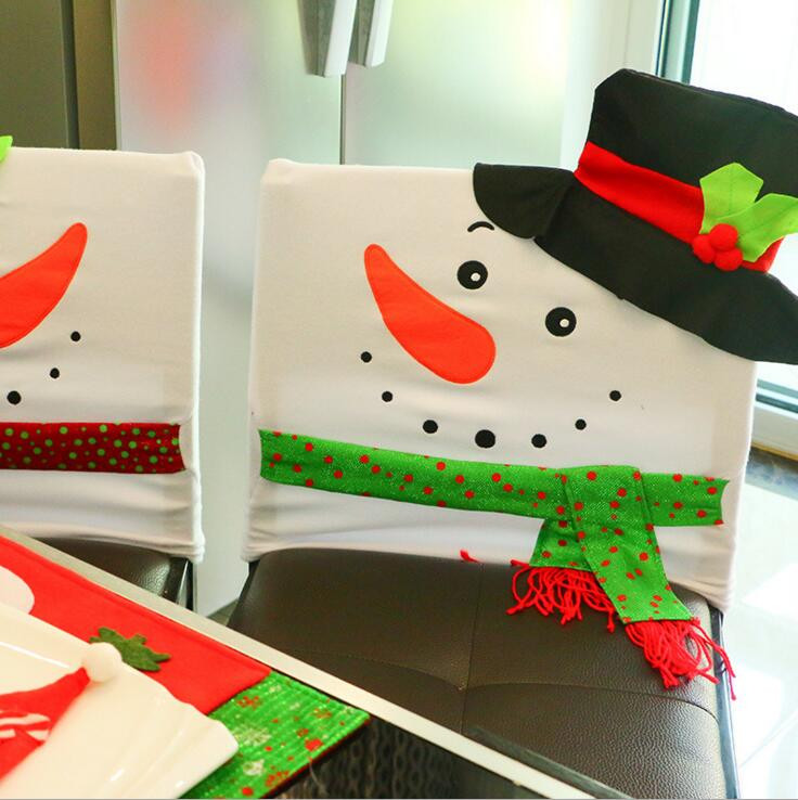 Aranyos hóember szék háttámlák karácsonyi dekoráció karácsonyi szék huzatok partiasztal karácsonyi hóember ajándék vacsora dekoráció