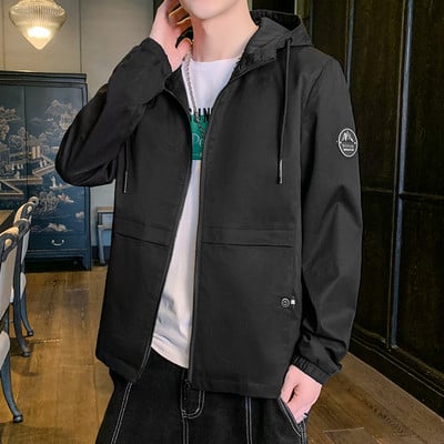 Geaca subtire de primavara toamna cu gluga pentru barbati