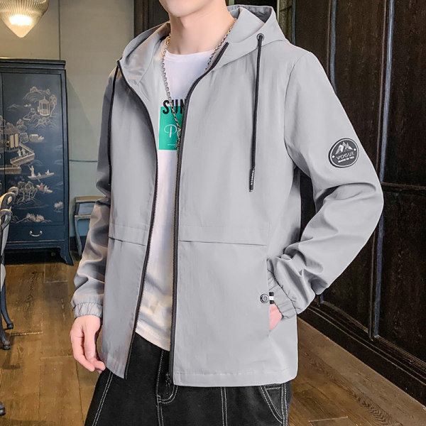 Geaca subtire de primavara toamna cu gluga pentru barbati