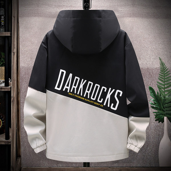 Geacă casual bărbătească cu glugă și inscripție model nou