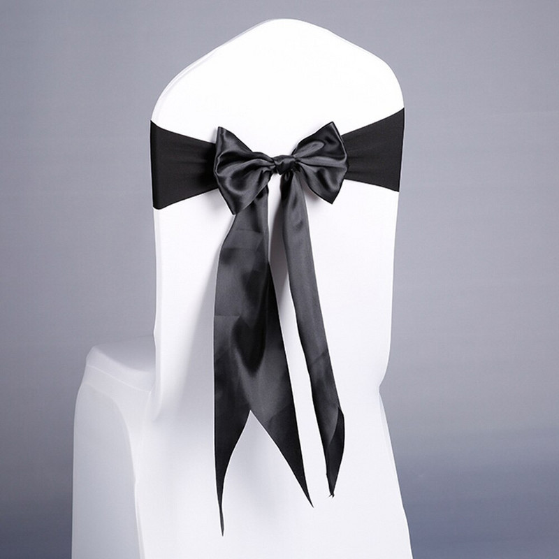 Više boja 10 kom/lot Kućna satenska leptir mašna Vrpca Traka za stolicu za svatove Dekoracija hotelskog banketa