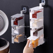 Prieskonių indelio prieskonių dėžutė Virtuvė Pakabinama Besisukanti Prieskoniai Organizatorius Skaidrus PP Druskos Pipirų Rinkinys Buteliai Skardinės Priedai Prekė