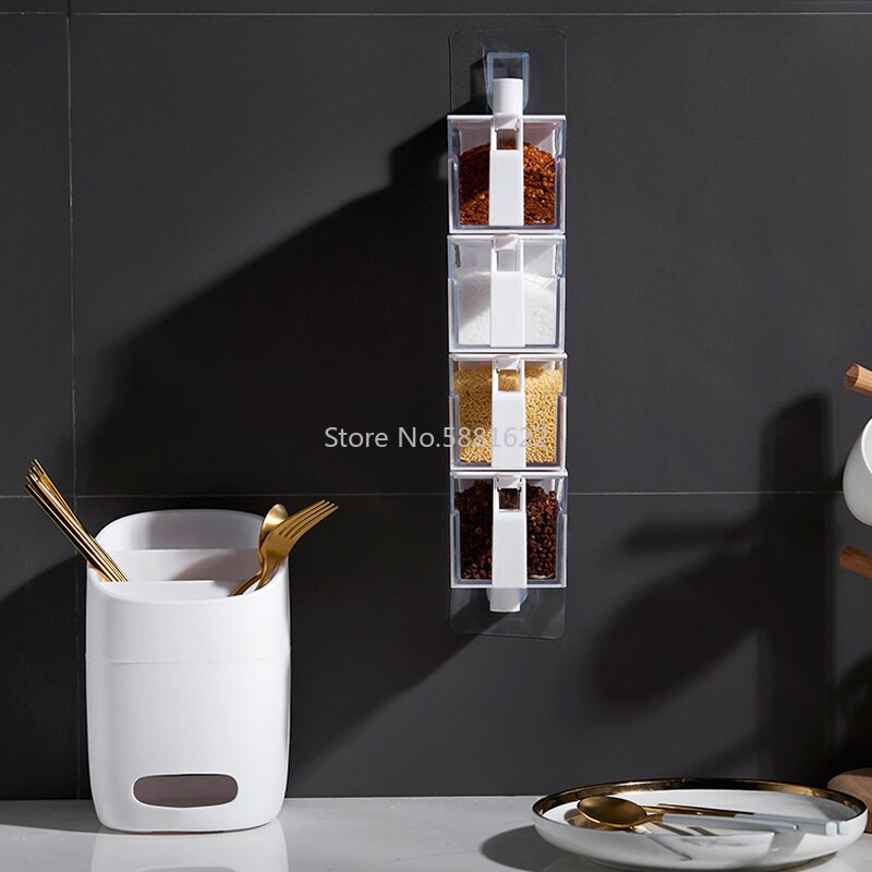 Prieskonių indelio prieskonių dėžutė Virtuvė Pakabinama Besisukanti Prieskoniai Organizatorius Skaidrus PP Druskos Pipirų Rinkinys Buteliai Skardinės Priedai Prekė