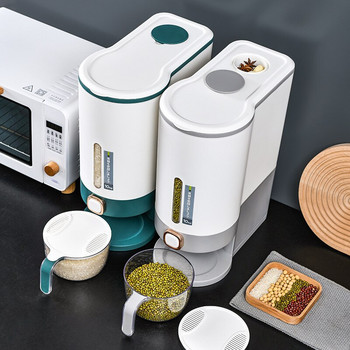 Контейнер за съхранение на ориз Кутия Диспенсър Идеи за кухня Пластмаса 10 KG Автоматична преса, устойчива на насекоми