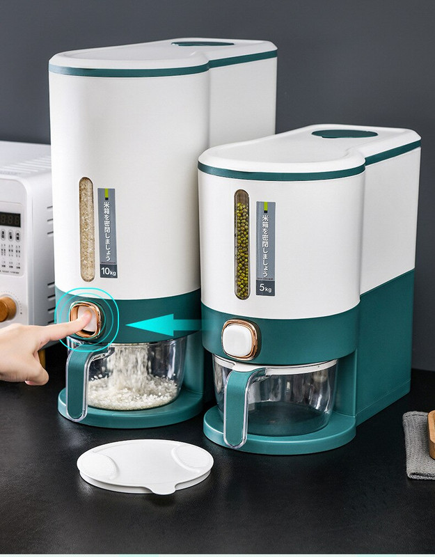 Spremnik za pohranu riže Kutija za doziranje Ideje za kuhinju Plastika od 10 kg Automatska preša otporna na insekte