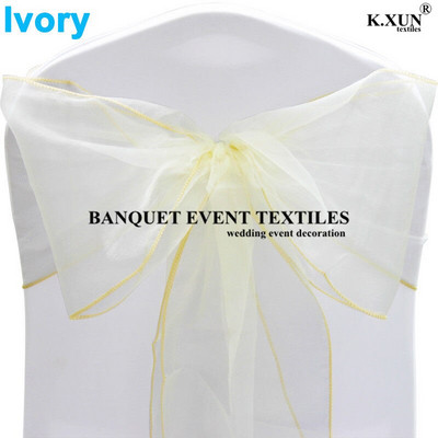25 bucăți 18 cm x 275 cm Organza Scaun Sash Fund pentru petrecere de nuntă Husă Banchet Baby Shower Crăciun Decorație Sheer Organza Tesatura Aprovizionare