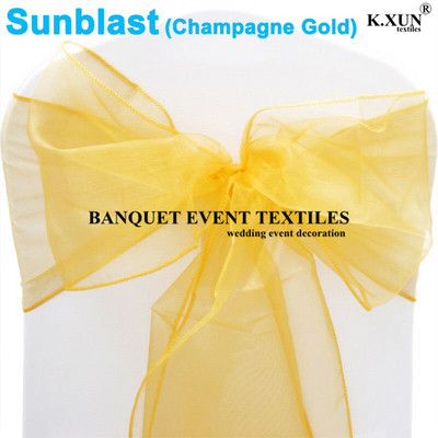 25 bucăți 18 cm x 275 cm Organza Scaun Sash Fund pentru petrecere de nuntă Husă Banchet Baby Shower Crăciun Decorație Sheer Organza Tesatura Aprovizionare