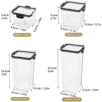 Контейнер за съхранение на храна Кухненски хладилник Кутия за съхранение Многозърнест резервоар за съхранение Прозрачни запечатани кутии Кухненска организация