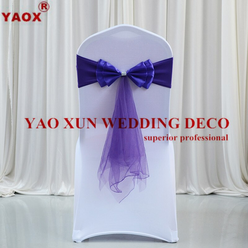 25 KOM LIKRA Vrpca za stolicu Spandex Pojasna mašna s draperijom od tila Prikladna navlaka za stolicu za vjenčanje Dekoracija za zabavu