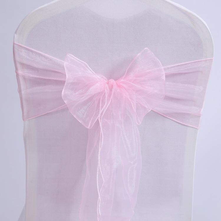 25 25 kom/lot Ružičasti organza stolac pojasevi Vrpce za ukrašavanje stolica Vezice Mašna za pokrivanje Banket Svadbeni događaj