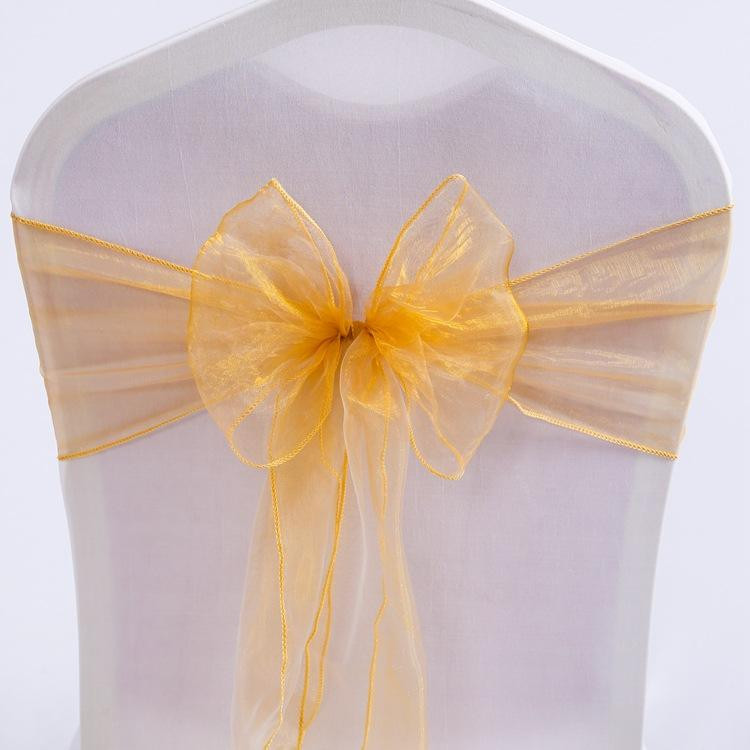25 25 kom/lot Ružičasti organza stolac pojasevi Vrpce za ukrašavanje stolica Vezice Mašna za pokrivanje Banket Svadbeni događaj
