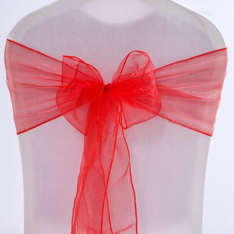 25 25 kom/lot Ružičasti organza stolac pojasevi Vrpce za ukrašavanje stolica Vezice Mašna za pokrivanje Banket Svadbeni događaj
