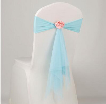 5PC/Lot Tiffany Blue Сватбена украса Стол Сатенени ленти Меки ленти за стол Папийонка за хотелски сватбени банкетни столове Панделка