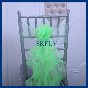 CH098T πολλών χρωμάτων προσαρμοσμένη διακόσμηση γάμου πράσινο ναυτικό μπλε λάιμ πράσινο λιλά μωβ οργάντζα σγουρή ιτιά φύλλο καρέκλας