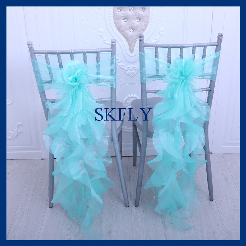 CH098T много цветове, изработена по поръчка сватбена украса зелен тъмносин лайм зелен люляк лилав органза къдрава върба крило на стол