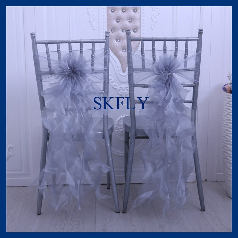 CH098T много цветове, изработена по поръчка сватбена украса зелен тъмносин лайм зелен люляк лилав органза къдрава върба крило на стол