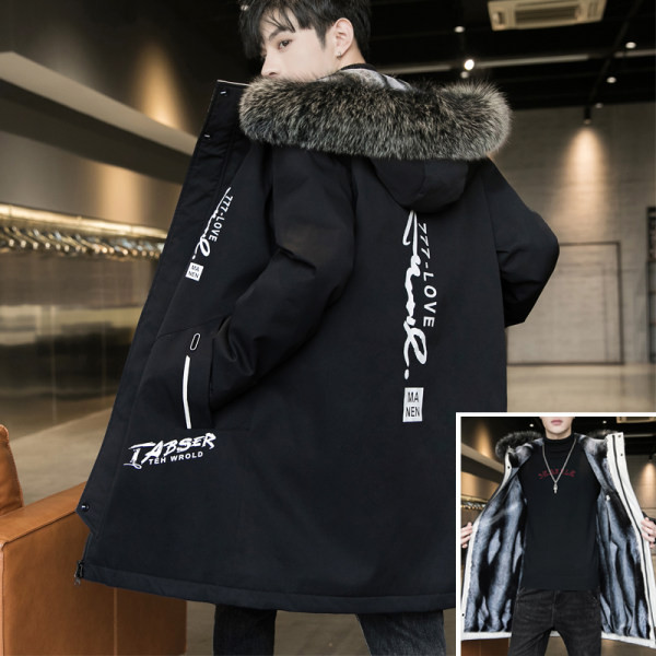 Geaca de iarna model nou cu gluga si captuseala calda pentru barbati