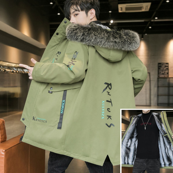 Geaca de iarna model nou cu gluga si captuseala calda pentru barbati