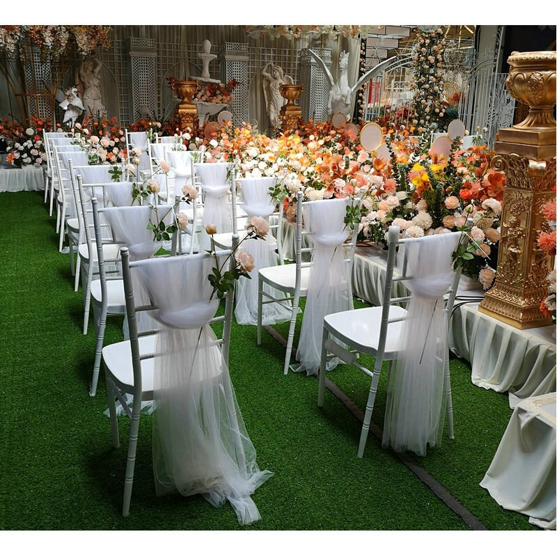 2db sifon etetőszék szoknya slipcovers bolyhos tutu szék szoknya hosszú tüll menyasszonyi esküvőhöz babazuhany születésnapi parti dekoráció