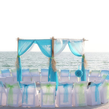 50 τμχ/παρτίδα Organza Γυάλινο νήμα Φύλλα καρέκλας 18cm x 275cm Διακόσμηση καρέκλας γάμου για ντεκόρ καρέκλας εκδηλώσεων για πάρτι δεξιώσεων ξενοδοχείου
