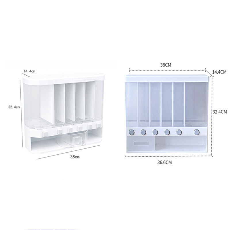 Zatvoreni dozator žitarica otporan na vlagu, automatski stalak za doziranje riže Zidna kanta za cijepanje suhe hrane Kuhinjski alati