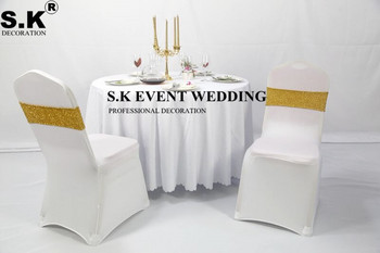 Giltter Shiny Sequin Chair Band Sash Glitter Bow Fit σε κάλυμμα καρέκλας για διακόσμηση γαμήλιων εκδηλώσεων