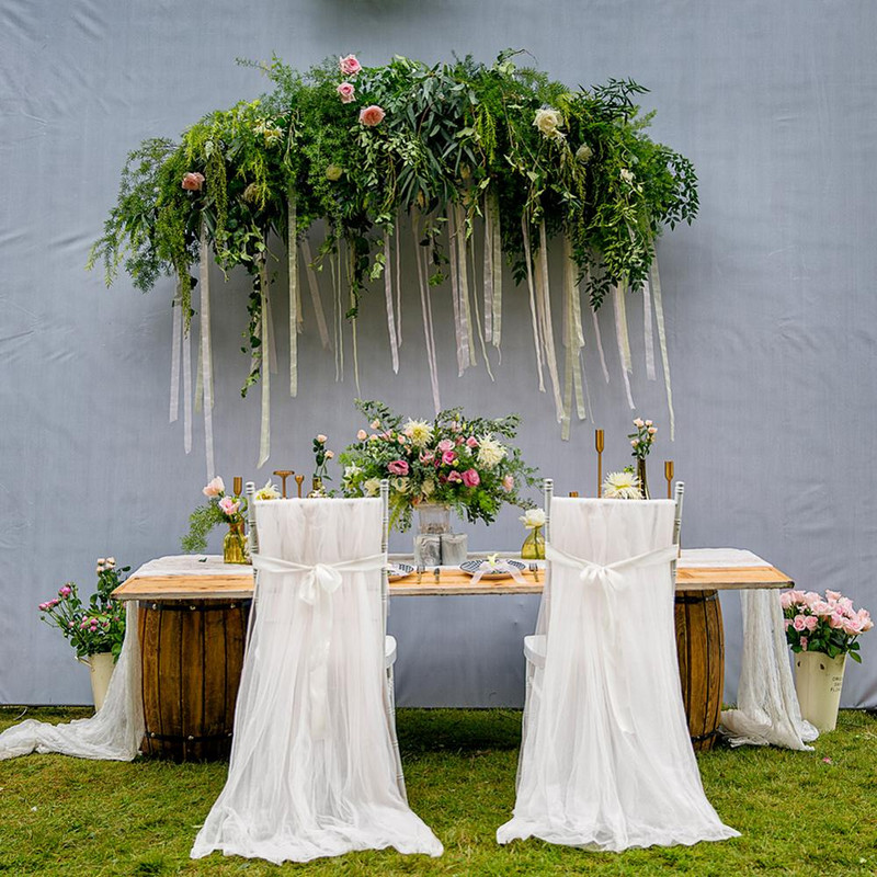 2 vnt tiulio kėdės užvalkalas Pūkuotas Tutu kėdės sijonas nuotakos vestuvėms Baby Shower Gimtadienio vakarėlio dekoravimui Ilgas Tiulis