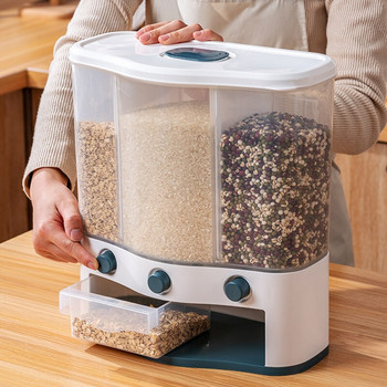Домакински стенен контейнер за зърно Дозатор за суха храна Многофункционален запечатан оризов цилиндър Отделена кухненска кутия за довършване