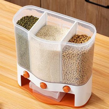 Домакински стенен контейнер за зърно Дозатор за суха храна Многофункционален запечатан оризов цилиндър Отделена кухненска кутия за довършване