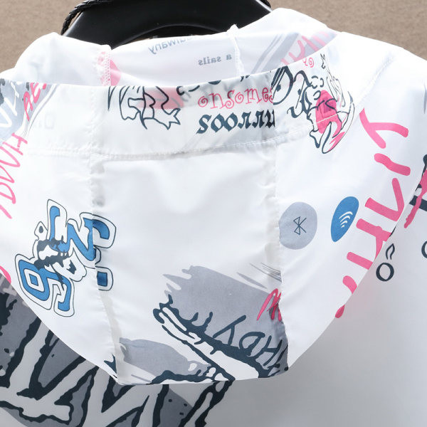 Jachetă de primăvară cu aplicare cu glugă și inscripții pentru bărbați