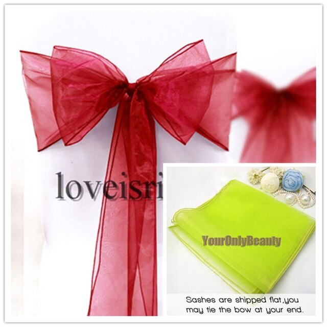 20 de culori - 25 de bucăți husă pentru scaun din organza, fundite, țesătură de cristal transparent, accesorii pentru nuntă și evenimente, pentru decorare pentru petreceri