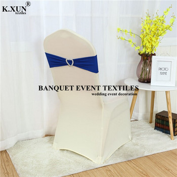 Υψηλής ποιότητας καρέκλα Spandex Φιόγκος με αγκράφα καρδιάς για διακόσμηση πάρτι δεξιώσεων Γαμήλια ελαστικά φύλλα από λύκρα