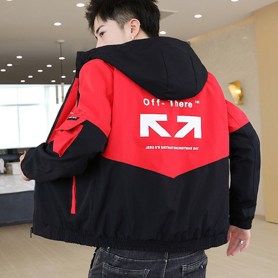 Muška proljetna jakna sa kapuljačom i natpisom više boja