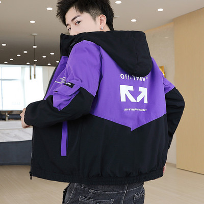 Muška proljetna jakna sa kapuljačom i natpisom više boja