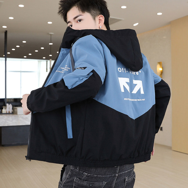 Muška proljetna jakna sa kapuljačom i natpisom više boja