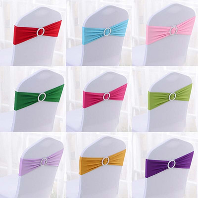 Mcao 10/20/30PCS Stretch krēslu vērtnes loki Lycra spandekss lentes ar sprādzi kāzu banketu dzimšanas dienas svinībām TJ3836