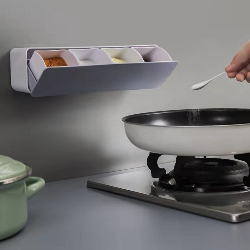 Zidna kutija za začine Kuhinjske potrepštine Set kutija za začine Roštilj s četiri rešetke Kutija za pohranu začina velikog kapaciteta Organizacija asortimana