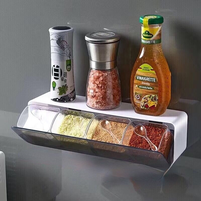 Zidna kutija za začine Kuhinjske potrepštine Set kutija za začine Roštilj s četiri rešetke Kutija za pohranu začina velikog kapaciteta Organizacija asortimana