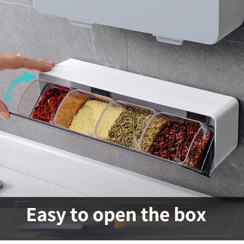 Zidna kutija za začine Kuhinjske potrepštine Set kutija za začine Roštilj s četiri rešetke Kutija za pohranu začina velikog kapaciteta Organizacija asortimana