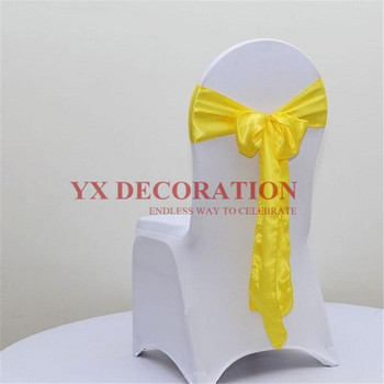 25 τμχ Σατέν καρέκλα με φύλλο γραβάτα φιόγκος για κάλυμμα καρέκλας συμποσίου Διακόσμηση εκδήλωσης γάμου